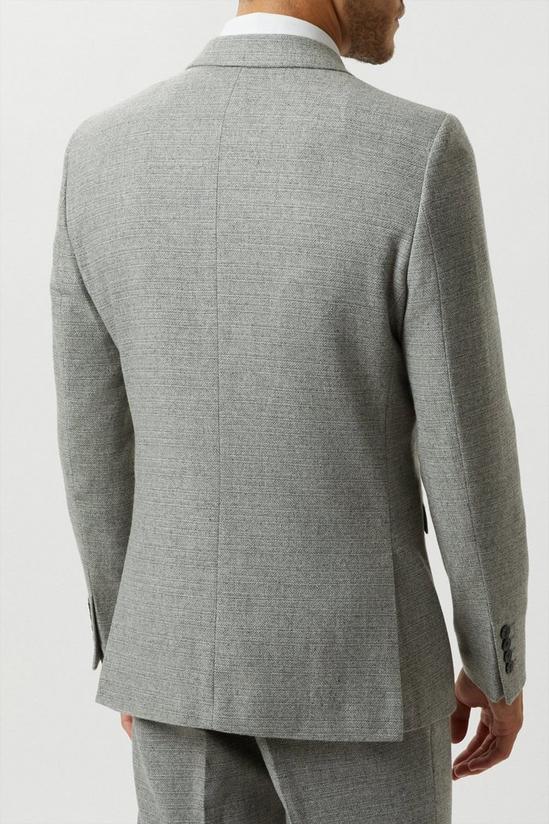 Burton Slim Fit Light Grey Crosshatch Tweed Suit Jacket 3