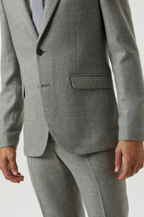 Burton Slim Fit Light Grey Crosshatch Tweed Suit Jacket 4
