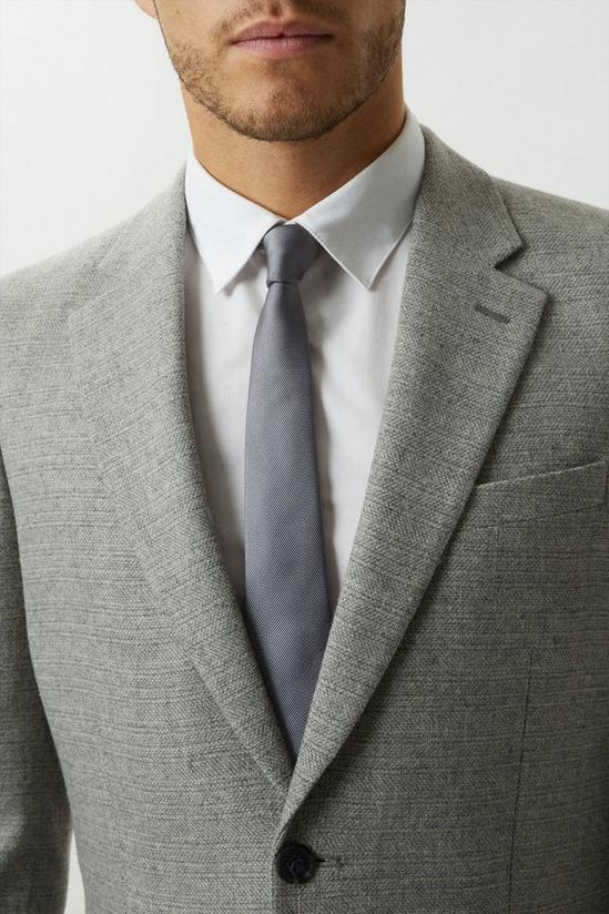 Burton Slim Fit Light Grey Crosshatch Tweed Suit Jacket 6