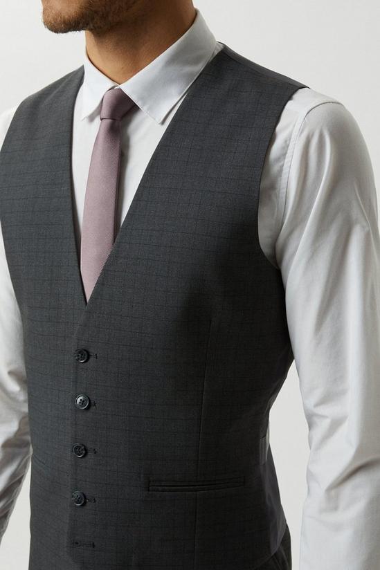 Burton Skinny Fit Grey Grid Check Waistcoat 4
