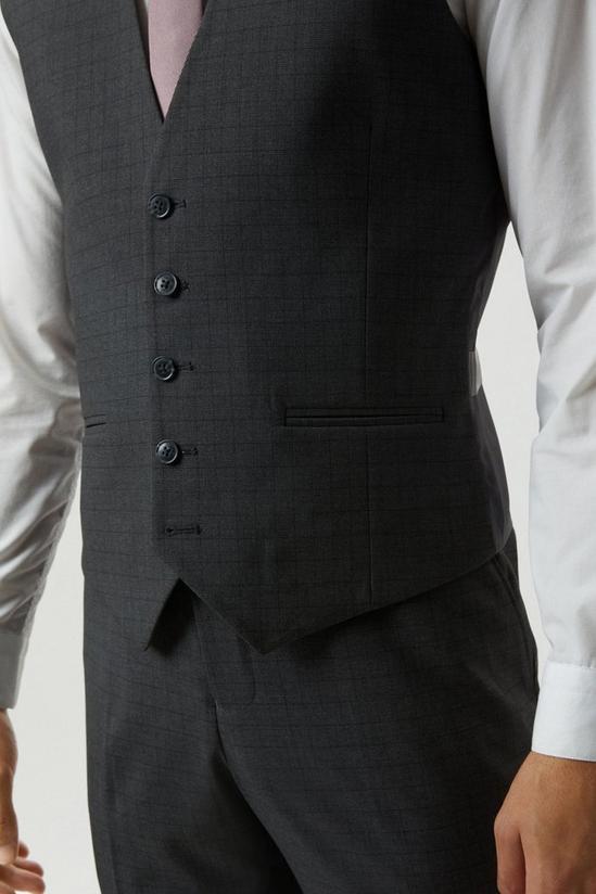 Burton Skinny Fit Grey Grid Check Waistcoat 6