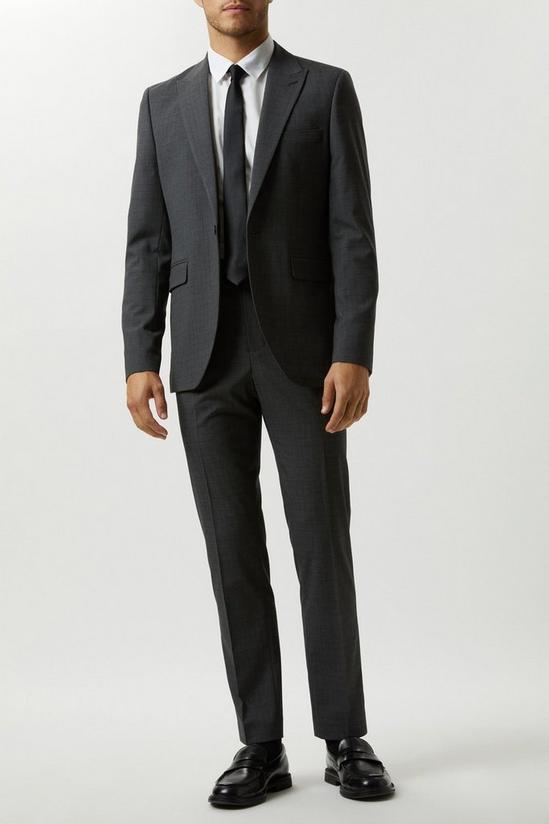 Burton Skinny Fit Grey Grid Check Suit Jacket 1