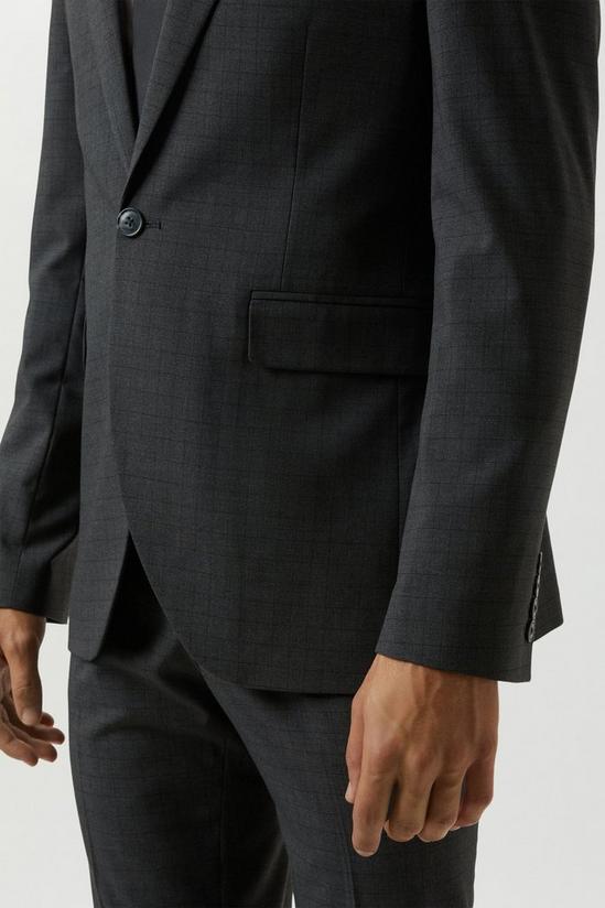 Burton Skinny Fit Grey Grid Check Suit Jacket 5