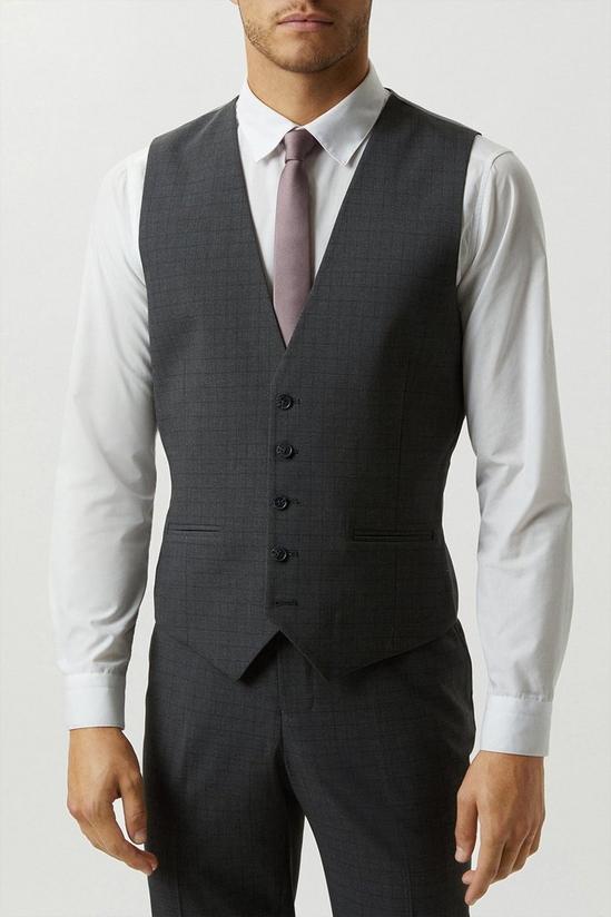 Burton Slim Grey Grid Check Waistcoat 1