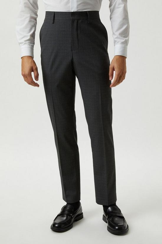 Burton Slim Fit Grey Grid Check Suit Trousers 1