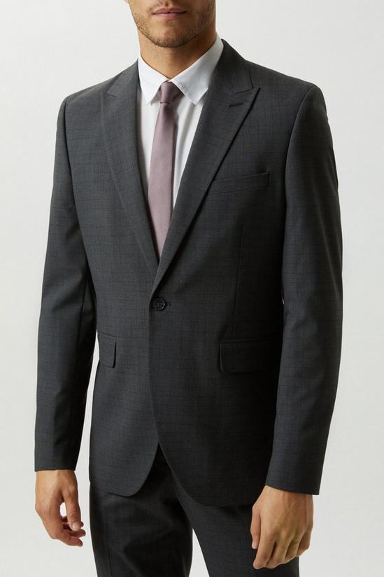 Burton Slim Fit Grey Grid Check Suit Jacket 2