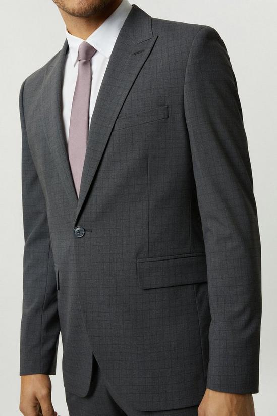 Burton Slim Fit Grey Grid Check Suit Jacket 4