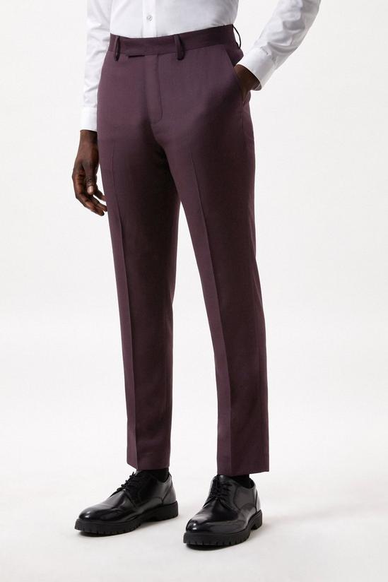 Burton Skinny Burgundy Micro Texture Suit Trousers 1