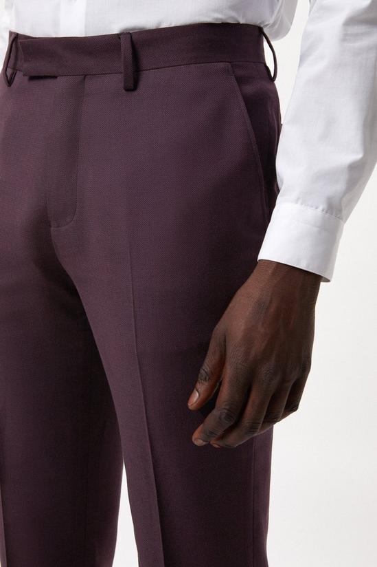 Burton Skinny Burgundy Micro Texture Suit Trousers 4