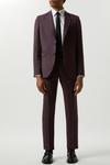Burton Skinny Fit Burgundy Micro Texture Suit Jacket thumbnail 1