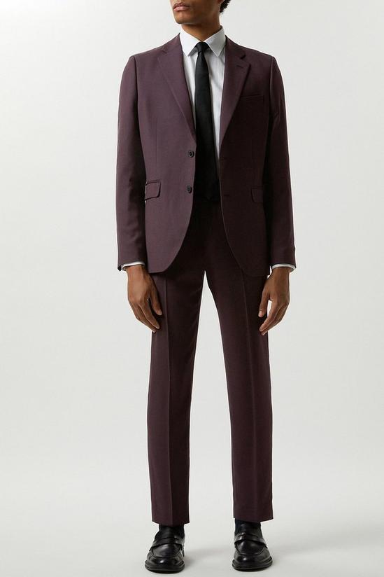 Burton Skinny Fit Burgundy Micro Texture Suit Jacket 1