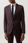 Burton Skinny Fit Burgundy Micro Texture Suit Jacket thumbnail 2