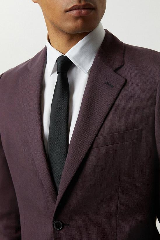 Burton Skinny Fit Burgundy Micro Texture Suit Jacket 4