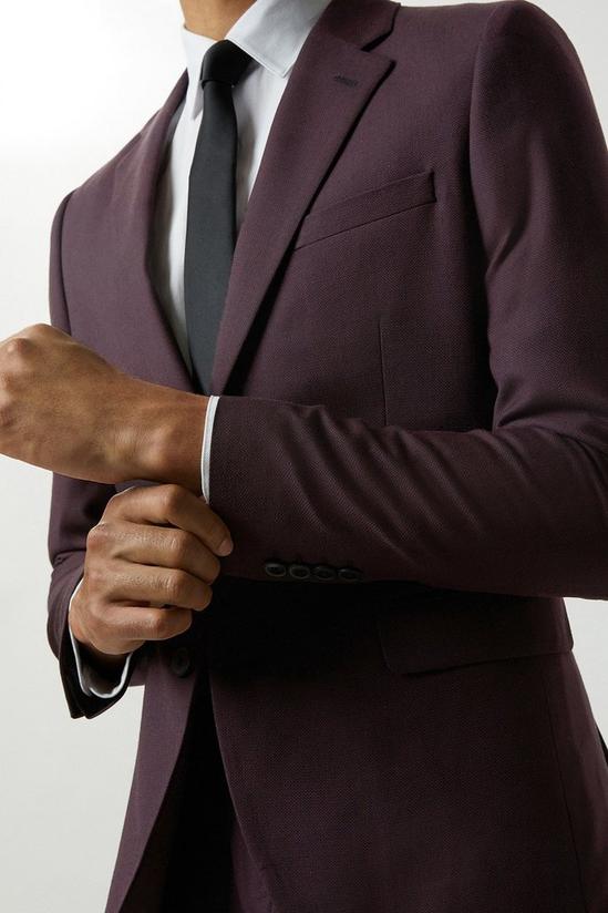 Burton Skinny Fit Burgundy Micro Texture Suit Jacket 5