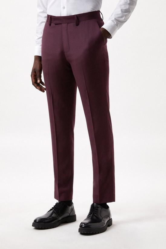 Burton Slim Fit Burgundy Micro Texture Suit Trousers 1