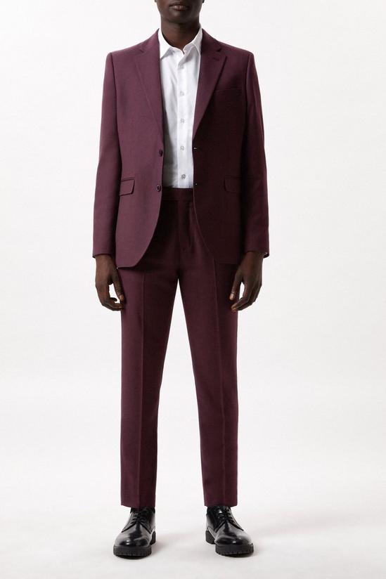 Burton Slim Fit Burgundy Micro Texture Suit Trousers 2