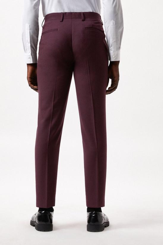 Burton Slim Fit Burgundy Micro Texture Suit Trousers 3