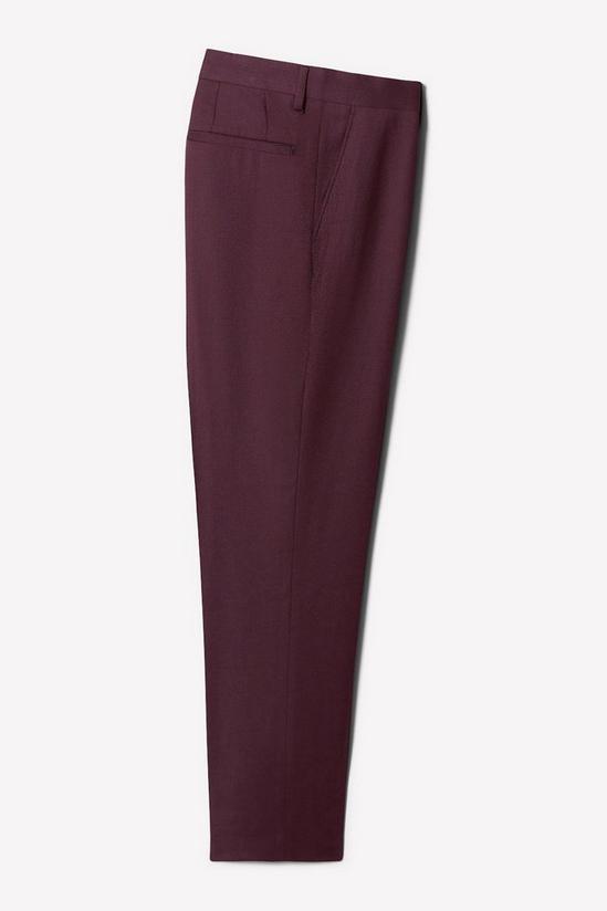 Burton Slim Fit Burgundy Micro Texture Suit Trousers 5