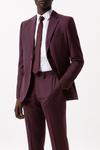Burton Slim Fit Burgundy Micro Texture Suit Jacket thumbnail 1