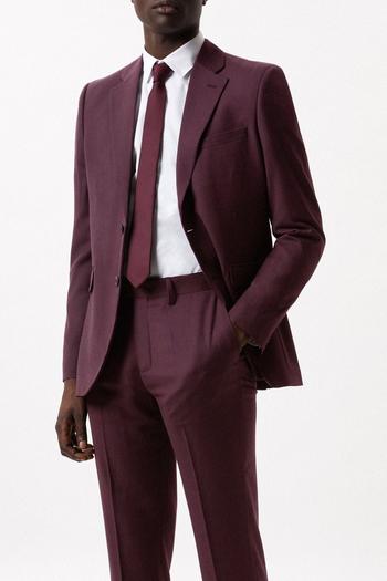 Related Product Slim Fit Burgundy Micro Texture Suit Jacket