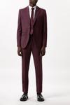 Burton Slim Fit Burgundy Micro Texture Suit Jacket thumbnail 2