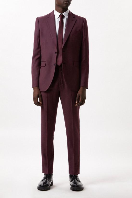 Burton Slim Fit Burgundy Micro Texture Suit Jacket 2