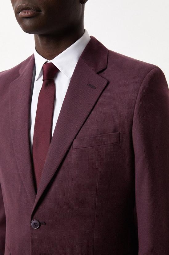 Burton Slim Fit Burgundy Micro Texture Suit Jacket 4