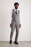 Burton Tailored Fit Grey Mini Herringbone Waistcoat thumbnail 2