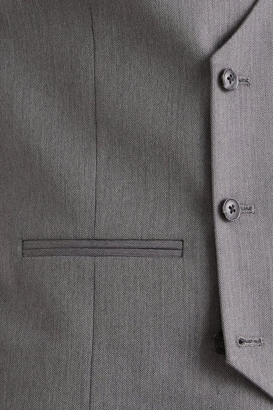 Burton Tailored Fit Grey Mini Herringbone Waistcoat 6