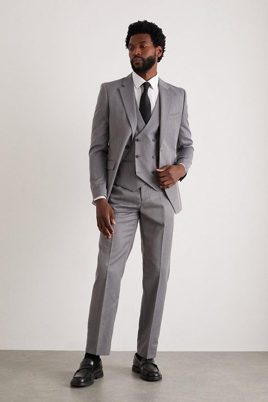 Burton Tailored Grey Mini Herringbone Suit Trousers 1