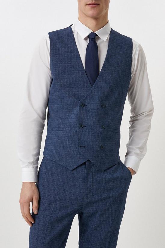 Burton Blue Semi Plain Waistcoat 1