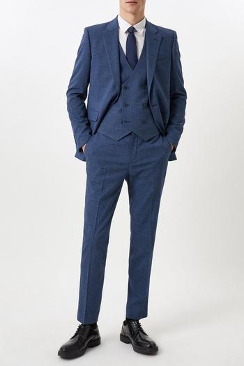 Related Product Slim Fit Blue Semi Plain Suit Trousers
