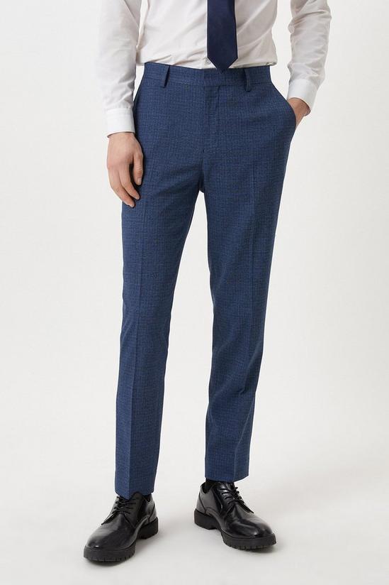 Burton Slim Fit Blue Semi Plain Suit Trousers 2
