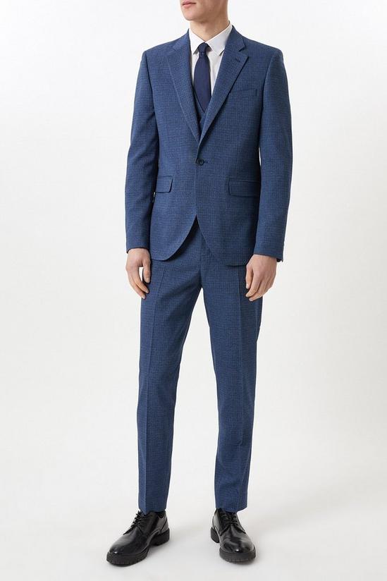 Burton Slim Fit Blue Semi Plain Suit Jacket 4