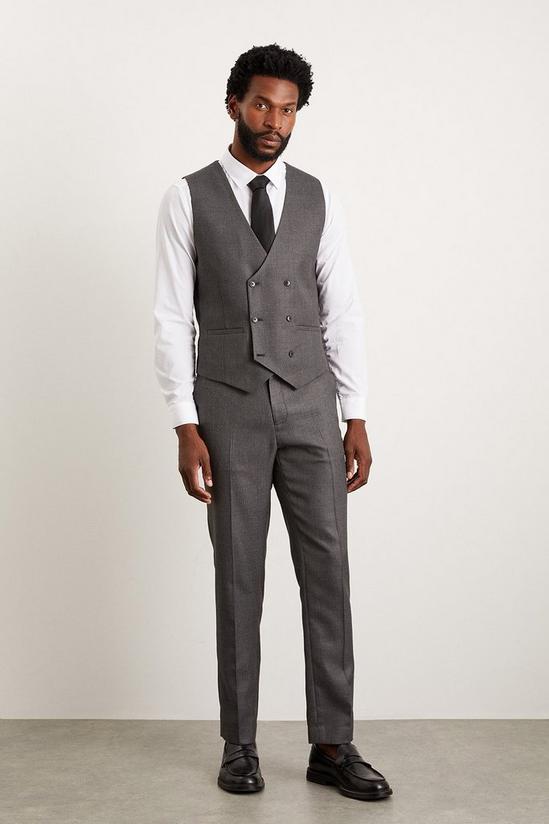 Burton Slim Fit Charcoal Wide Self Stripe Waistcoat 2