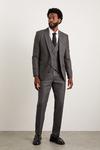 Burton Slim Charcoal Wide Self Stripe Suit Trousers thumbnail 1