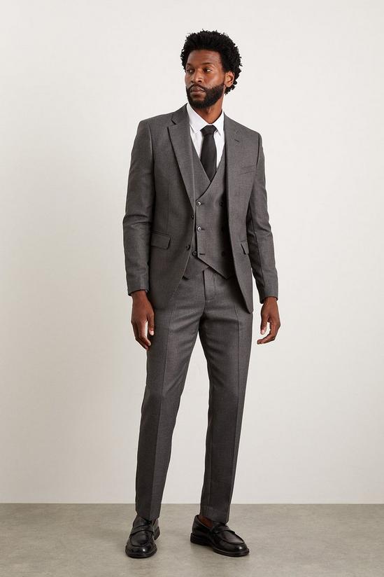 Burton Slim Charcoal Wide Self Stripe Suit Trousers 1
