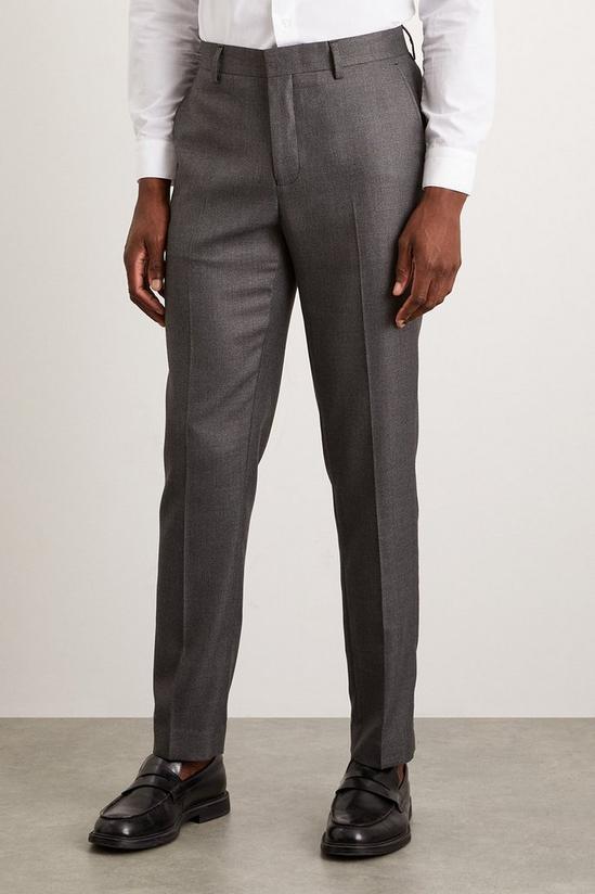 Burton Slim Charcoal Wide Self Stripe Suit Trousers 2