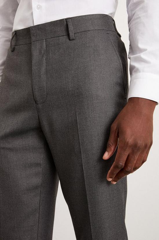 Burton Slim Charcoal Wide Self Stripe Suit Trousers 5