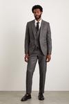 Burton Slim Charcoal Wide Self Stripe Suit Jacket thumbnail 1