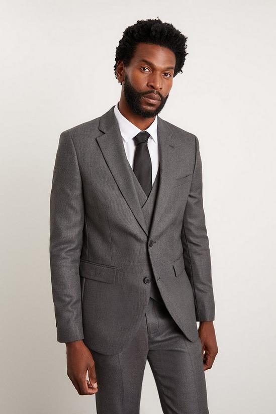 Burton Slim Charcoal Wide Self Stripe Suit Jacket 2
