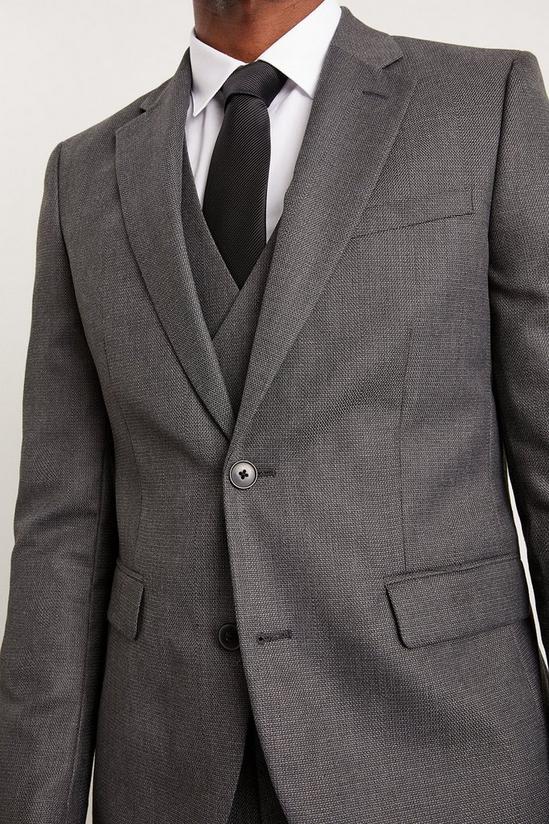Burton Slim Charcoal Wide Self Stripe Suit Jacket 4