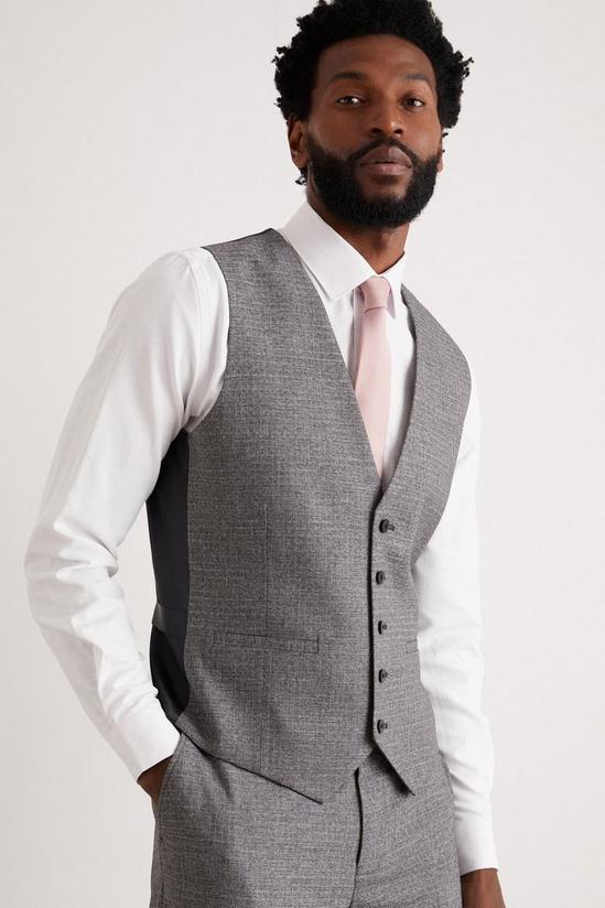 Burton Skinny Grey Texture Grid Check Waistcoat 1