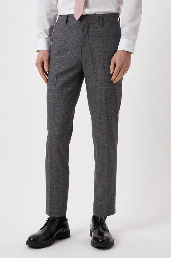 Burton Skinny Grey Texture Grid Check Suit Trousers 1