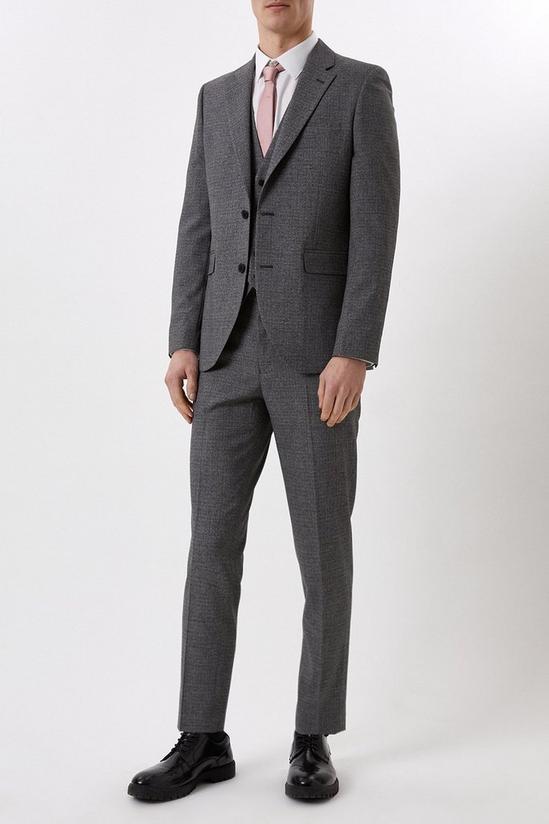 Burton Skinny Grey Texture Grid Check Suit Trousers 2