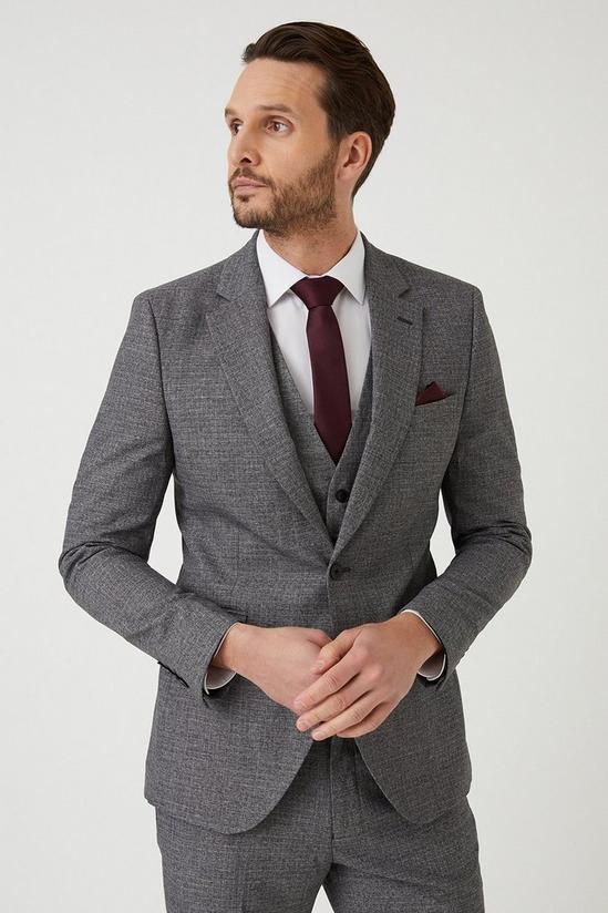 Burton Skinny Grey Texture Grid Check Suit Jacket 3