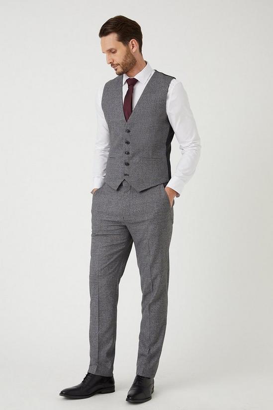 Burton Slim Grey Texture Grid Check Waistcoat 2