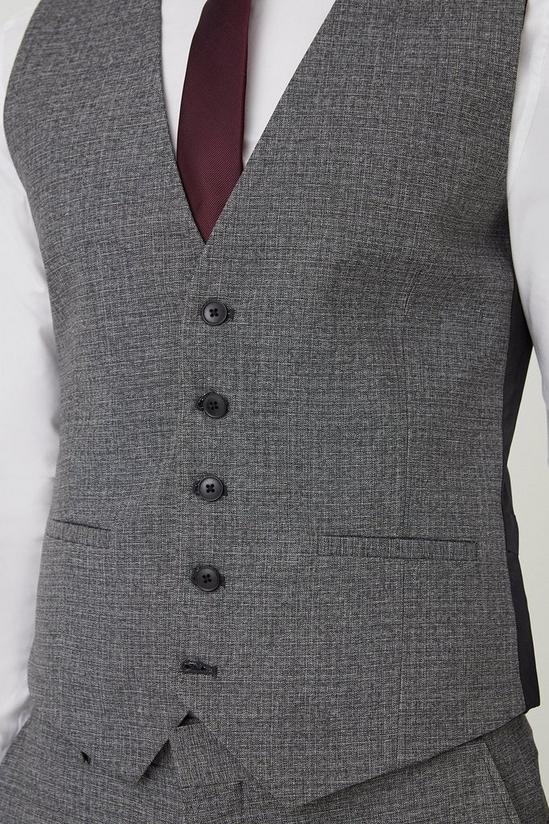 Burton Slim Grey Texture Grid Check Waistcoat 3