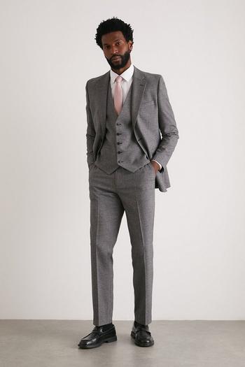 Related Product Slim Fit Grey Texture Grid Check Suit Trouser