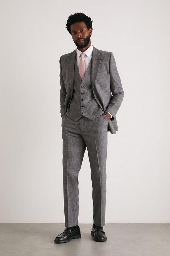 Burton Slim Fit Grey Texture Grid Check Suit Trouser 1